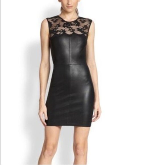 Robert Rodriguez Dresses & Skirts - Robert Rodriguez Stretch Leather and Lace Black Dress